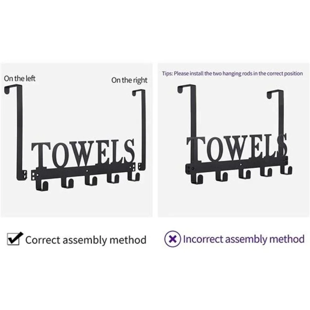 Over The Door Hooks, Towel Holder for Bathroom Door Mount Towel Rack Towel Hook